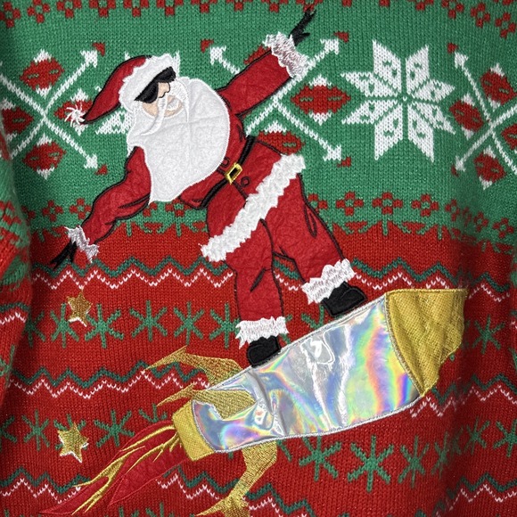 🎅 EPIC Dabbing Santa Ugly Christmas Sweater | Holographic Rocket | Size XXL - Picture 4 of 8